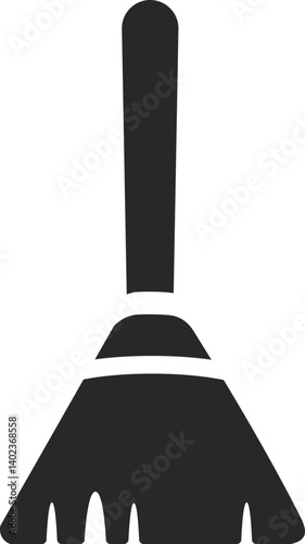 Push broom solid icon vector for floor cleaning and janitorial work.