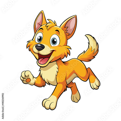 Happy cartoon dog running