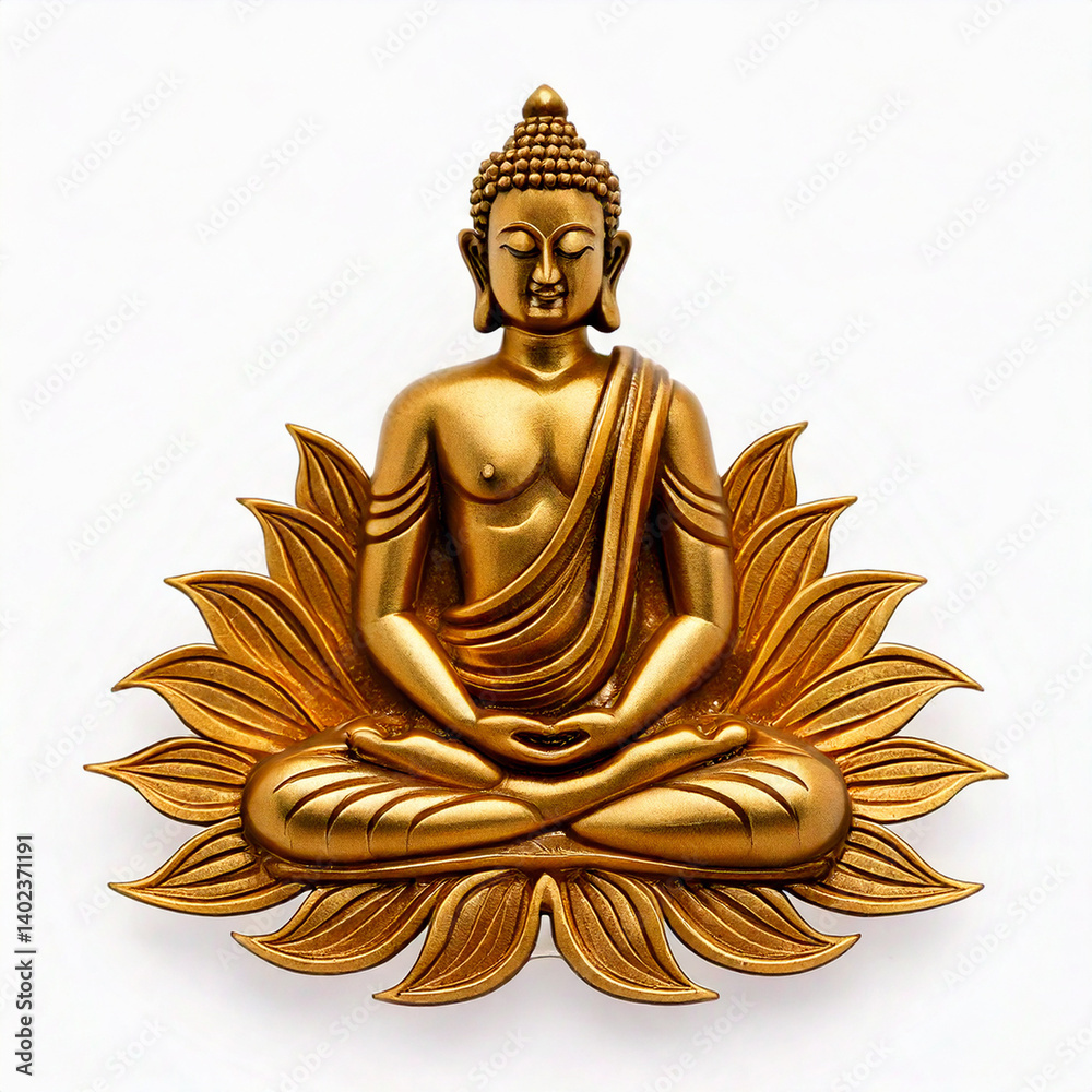 Fototapeta premium gold symbol sitting budda isolated on white background