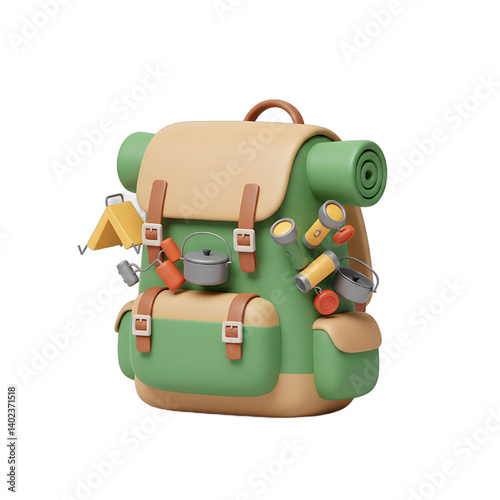 Adventure Awaits Packed Backpack for Hiking and Camping