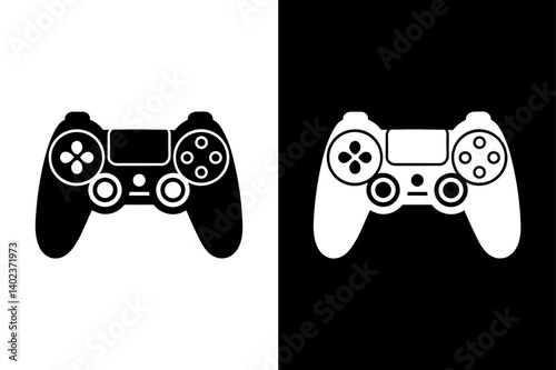 Black and White Gaming Controller Icon – Vector Silhouette.