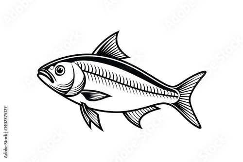 American Gizzard Shad fish vector, Fish silhouette