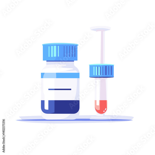 Medical Sample Bottle and Pipette Illustration