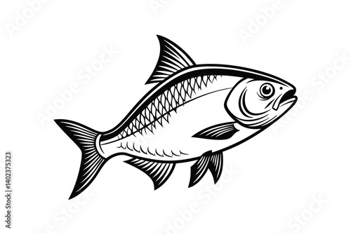 American Gizzard Shad fish vector, Fish silhouette