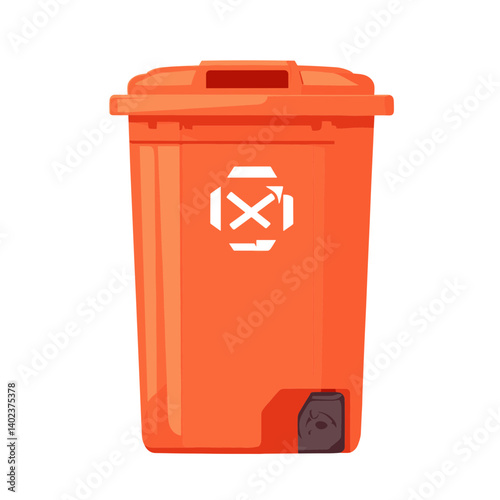 Orange Plastic Recycling Bin with Recycling Symbol