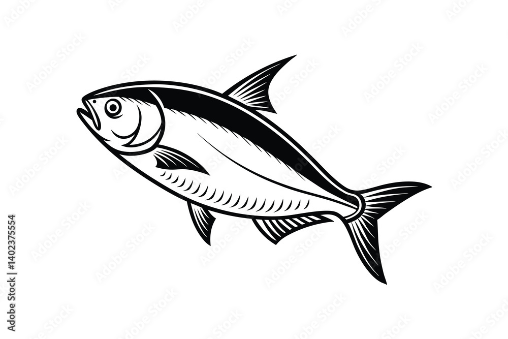 Fototapeta premium American Gizzard Shad fish vector, Fish silhouette