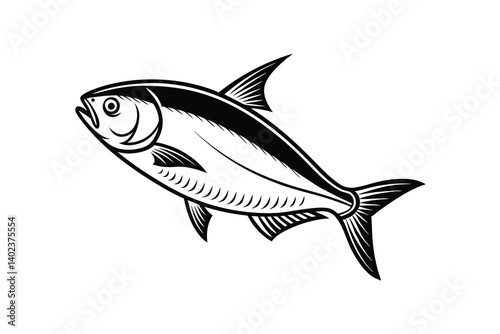American Gizzard Shad fish vector, Fish silhouette