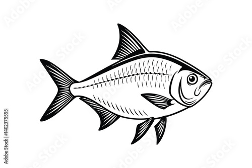 American Gizzard Shad fish vector, Fish silhouette