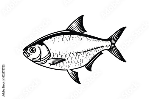 American Gizzard Shad fish vector, Fish silhouette