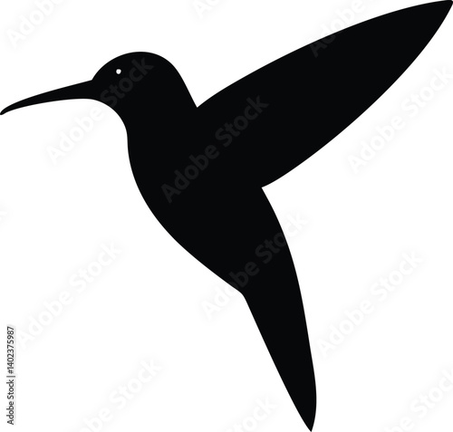 Minimal Hover: Black Hummingbird in Air