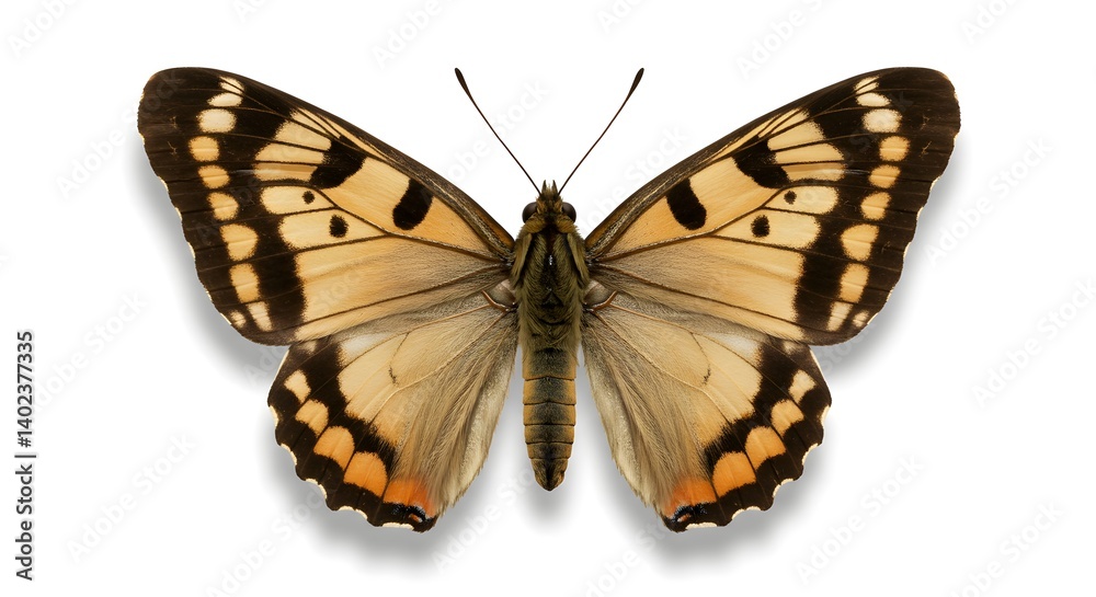 Fototapeta premium Orange and Brown Butterfly Isolated on White Background