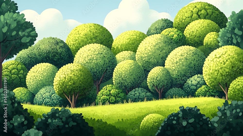 Lush Hillside Forest Scene
