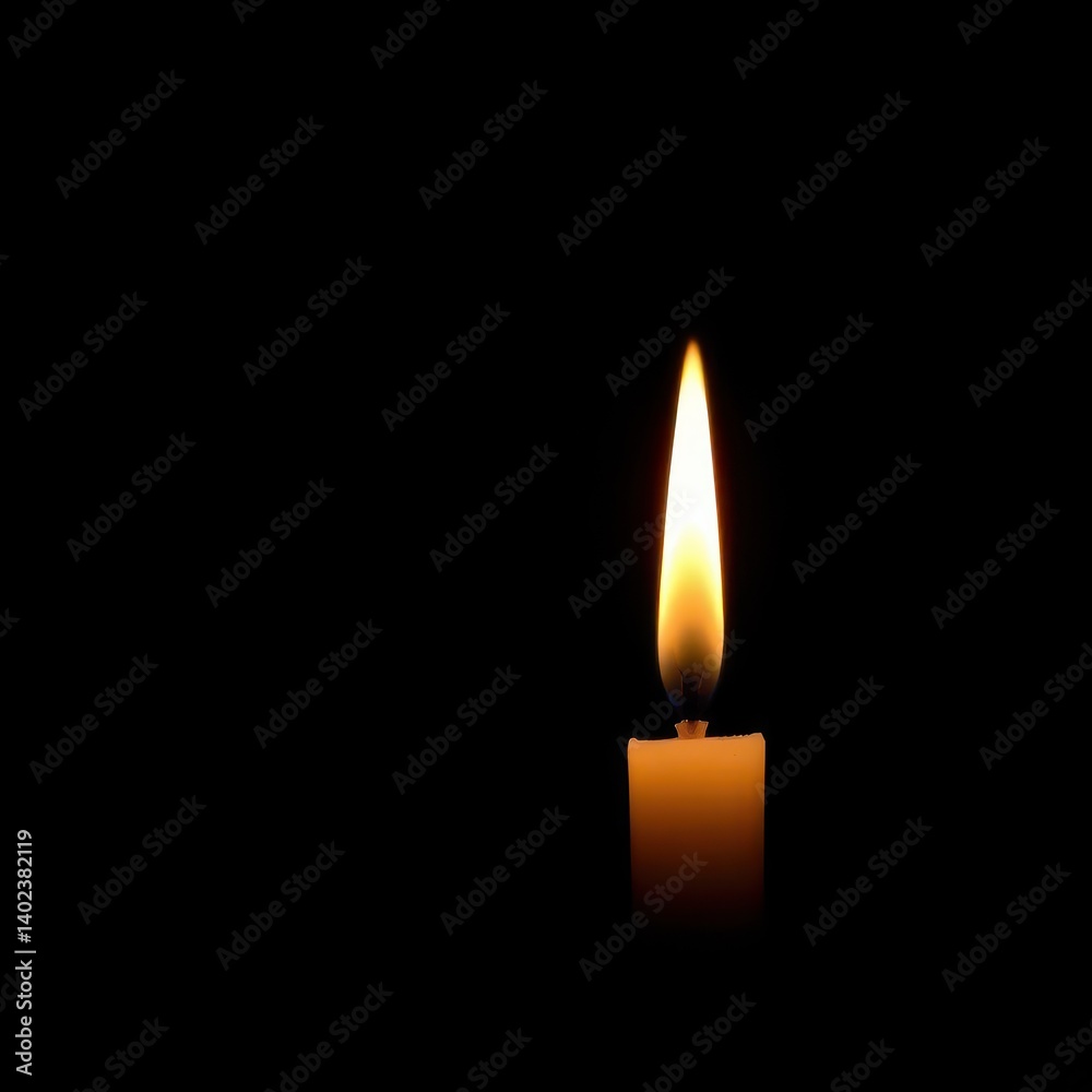 Flickering candle flame against a stark black backdrop, close-up, mystery, warmth
