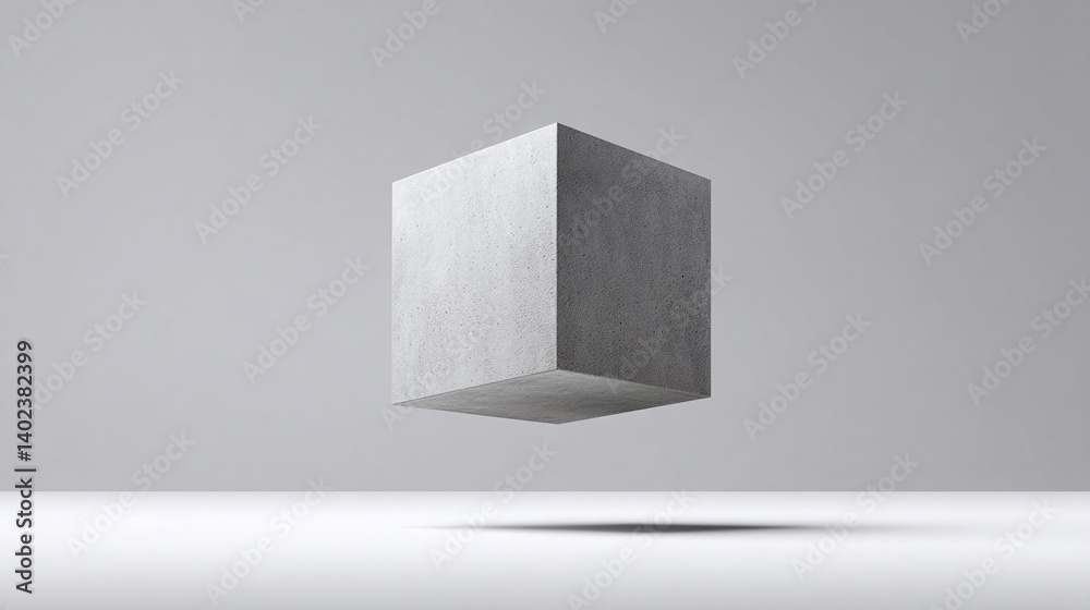 Fototapeta premium Floating Concrete Cube - Minimalist Geometric Design