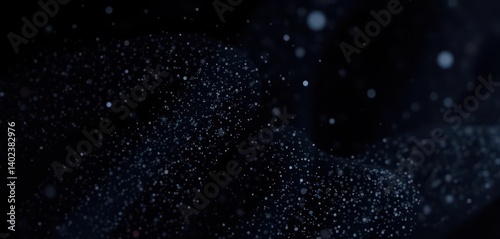 Microscopic dust motes dance in inky blackness, grain, mystical, mysterious