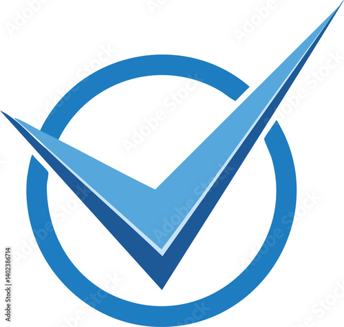 Vector Blue Checkmark Icon with Circular Design and Gradient Shading for Verification and Approval