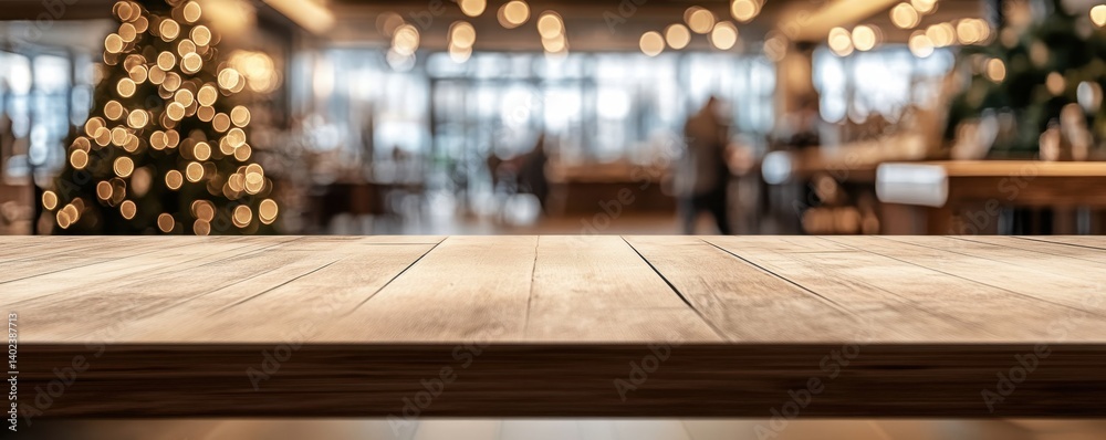 Rustic Wooden Tabletop in a Busy Cafe Rustic Wooden Tabletop in a Busy Cafe