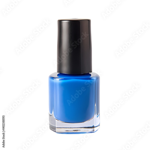 Bright Blue Nail Polish Bottle Stock Photo on transparent background