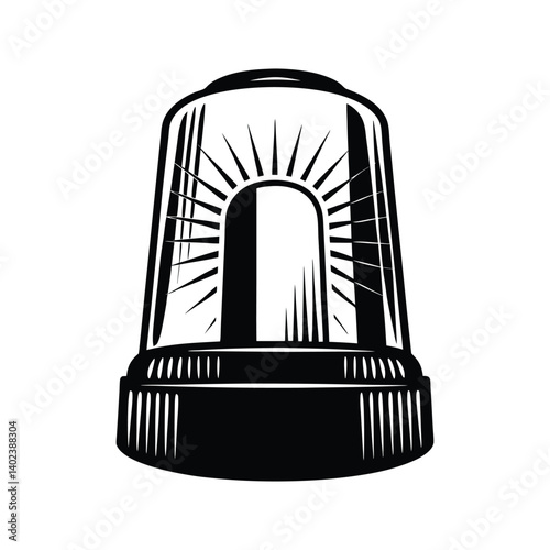 Emergency alarm red signal icon silhouette vector with white background