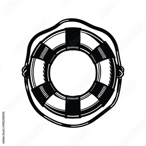 Emergency lifebuoy lifesaving ring icon silhouette vector with white background