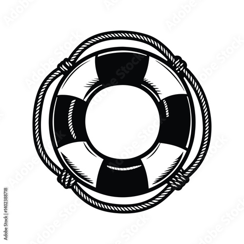 Emergency lifebuoy water rescue icon silhouette vector with white background