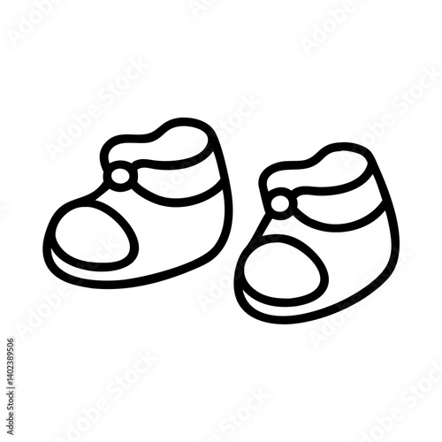 Baby booties outline illustration for nursery decor  