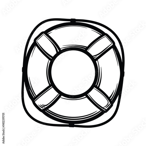 Floating lifebuoy water safety icon silhouette vector with white background