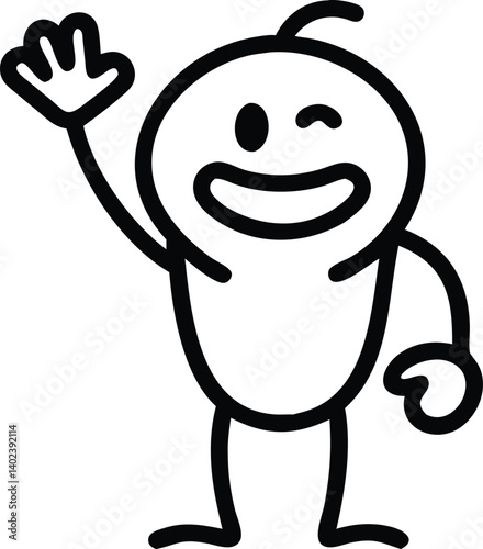 Happy cartoon character waving