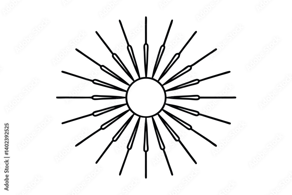 a line art sun with radiating beams a line art sun with radiating beams