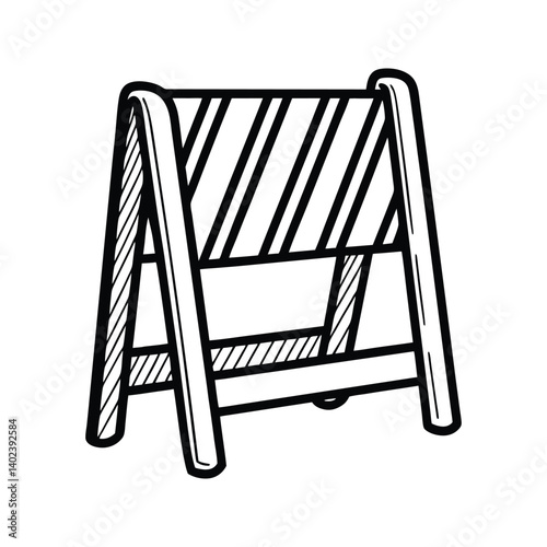 Folding barricade temporary divider icon silhouette vector with white background
