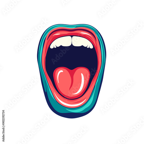 Open Mouth with Tongue and Teeth Illustration