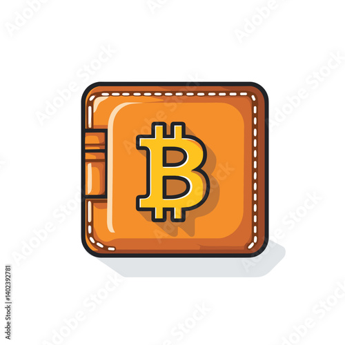 Orange Bitcoin Wallet Icon Illustration