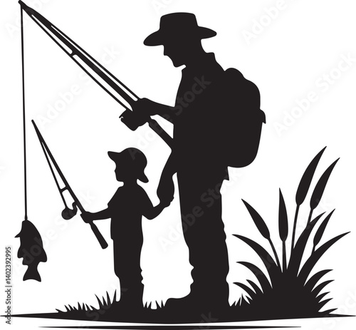 father and son fishing