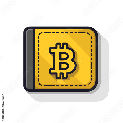 Yellow Bitcoin Wallet Icon Illustration