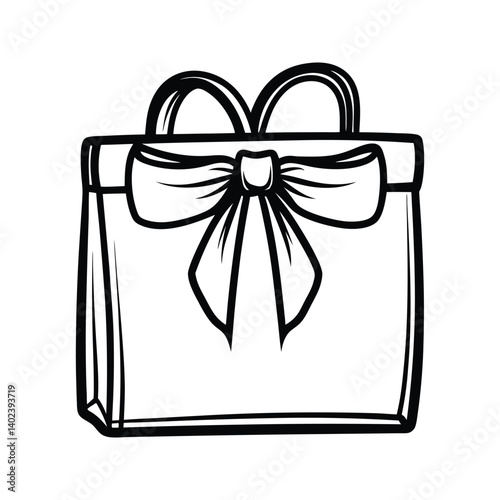 Gift bag present icon silhouette vector with white background