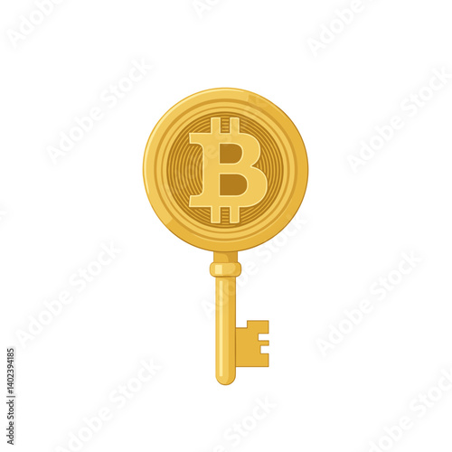 Golden Bitcoin Key: Digital Currency Access Symbol