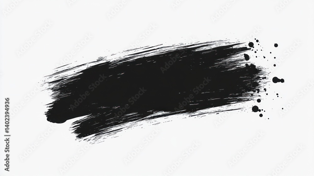 Black ink brush stroke, textured, splattered, design element Black ink brush stroke, textured, splattered, design element