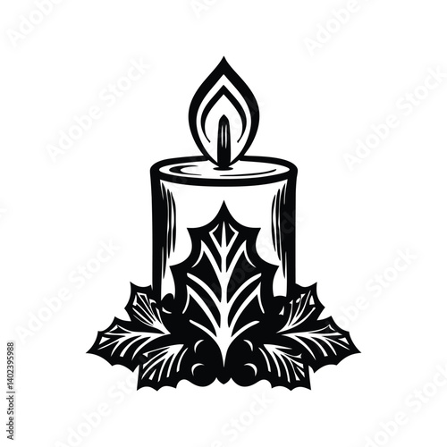 Holiday candle scented holiday icon silhouette vector with white background