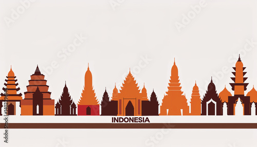 Indonesia Architecture Landmarks Skyline, Shape, Silhouette, Cityscape, Travel and Tourist Attraction