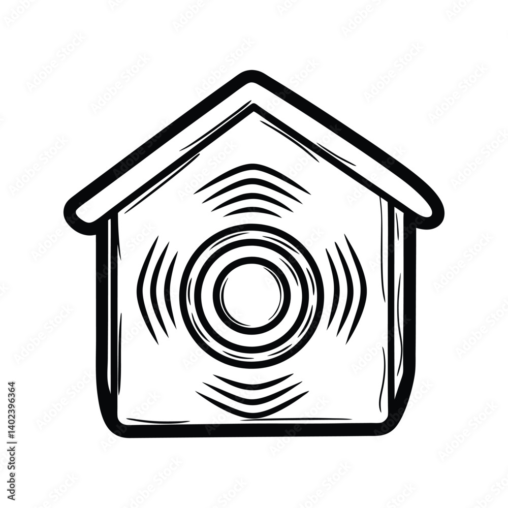 Home alarm intrusion detection icon silhouette vector with white background Home alarm intrusion detection icon silhouette vector with white background