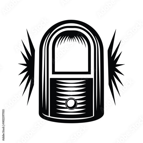 Intruder alarm safety alert system icon silhouette vector with white background