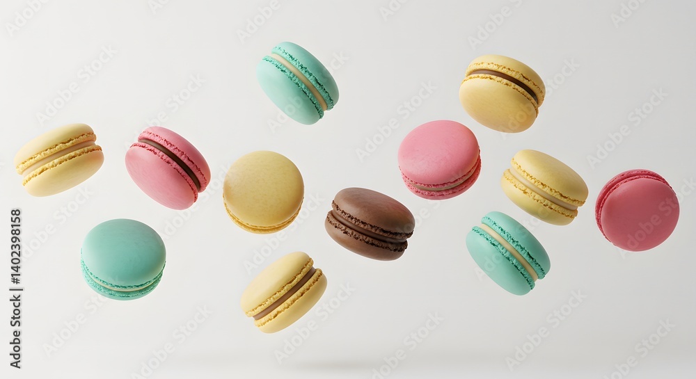 top view colorful macaroon isolated on white background. top view colorful macaroon isolated on white background.