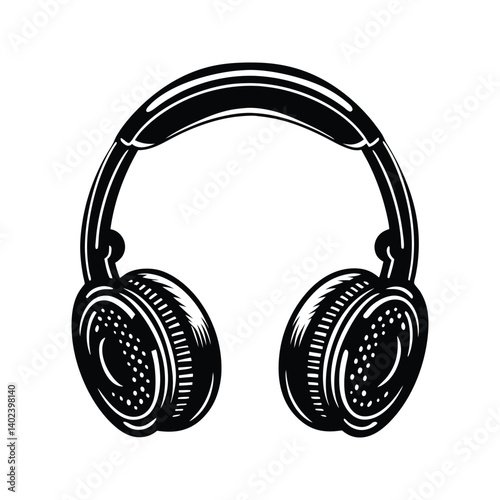 Kids headphone playful sound icon silhouette vector with white background
