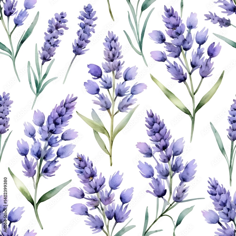 Fototapeta premium Watercolor Lavender Seamless Pattern