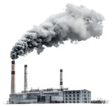 Industrial Pollution Factory Smoke Stack Emissions and Air Pollution Isolated On Transparent Background