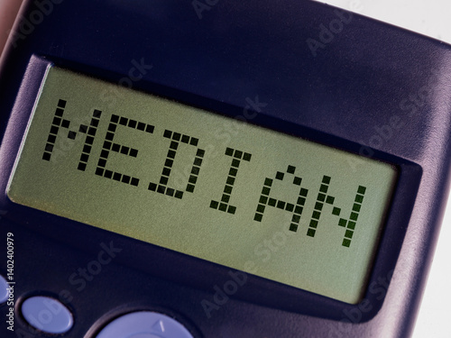 Median text on the screen of a mathematical calculator