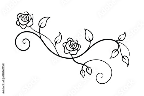 a swirling vine with blooming roses      