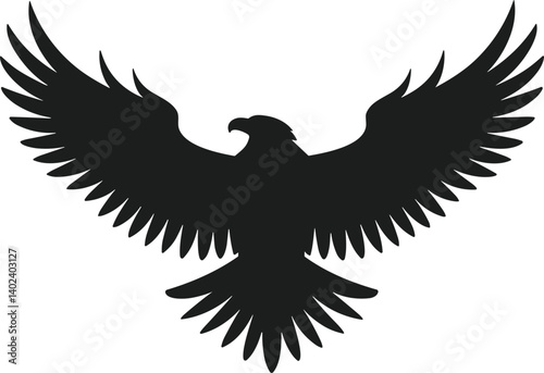Soaring Eagle Silhouette Vector – Majestic Bird with Spread Wings in Flight