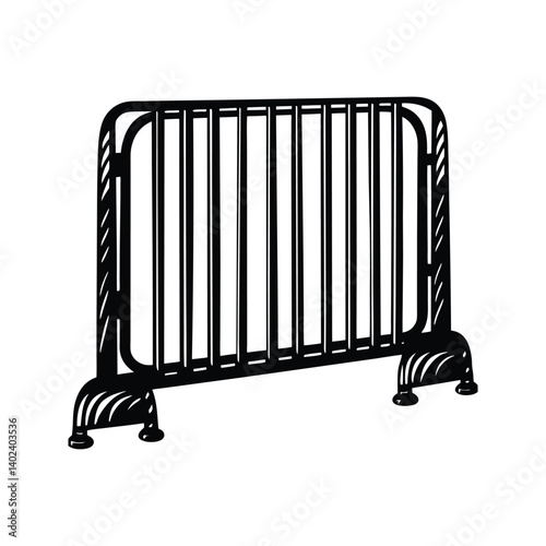 Metal barricade safety fence icon silhouette vector with white background