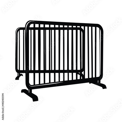 Metal barricade crowd control icon silhouette vector with white background